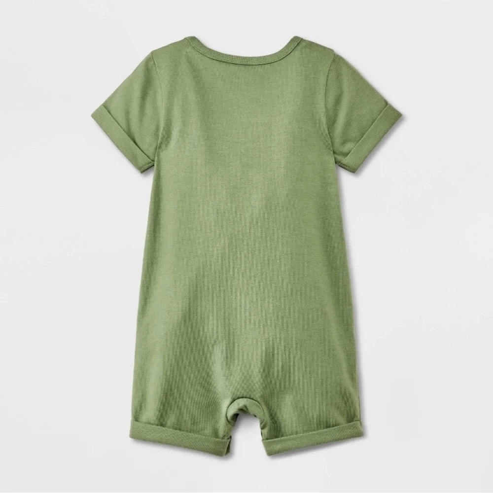 Baby Bat Graphic Romper (WAITING FOR MY FANGS TO COME IN)  - Green / 3-6 MONTHS
